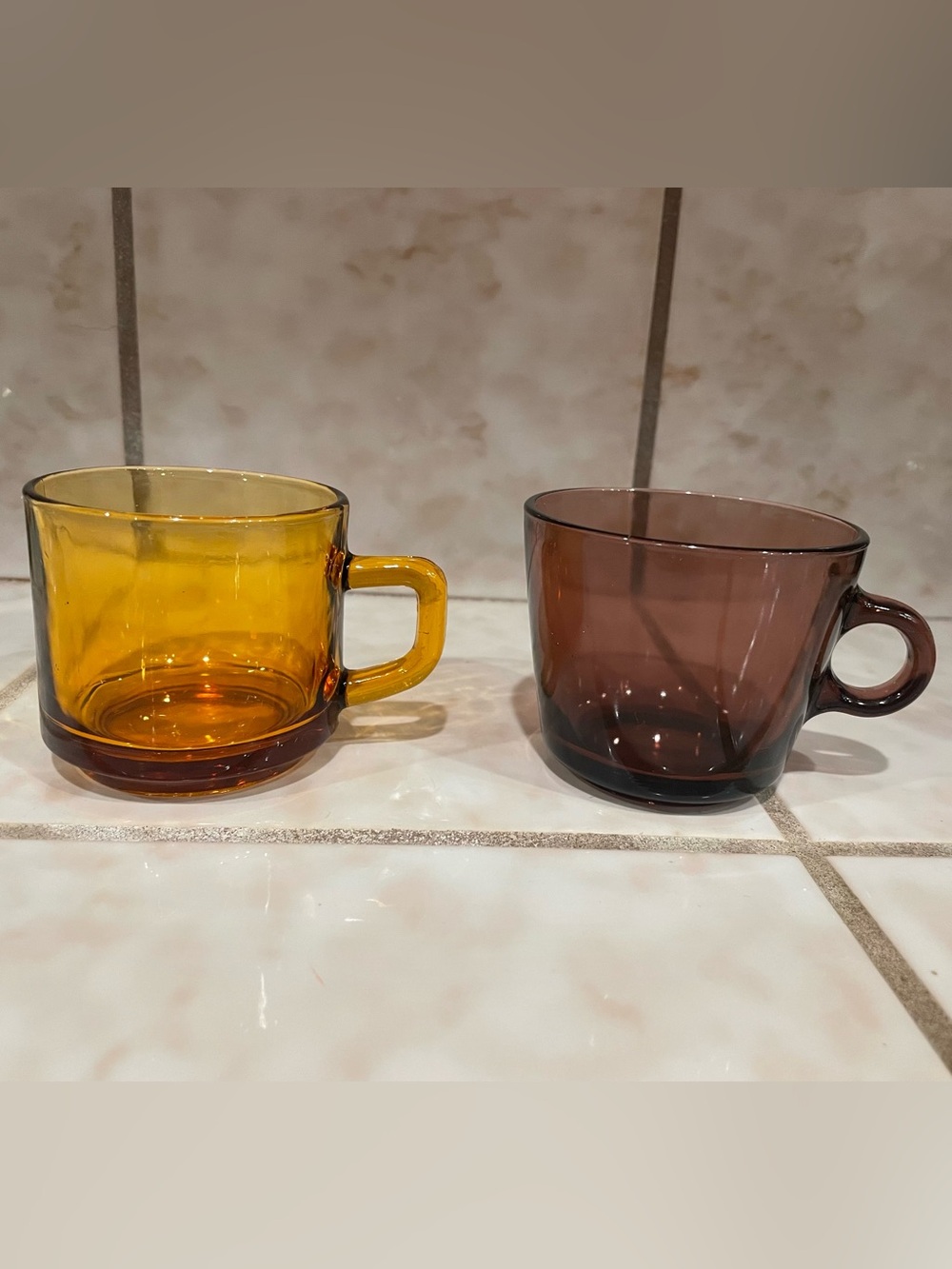 Vintage Glass Coffee Mugs Set of 2